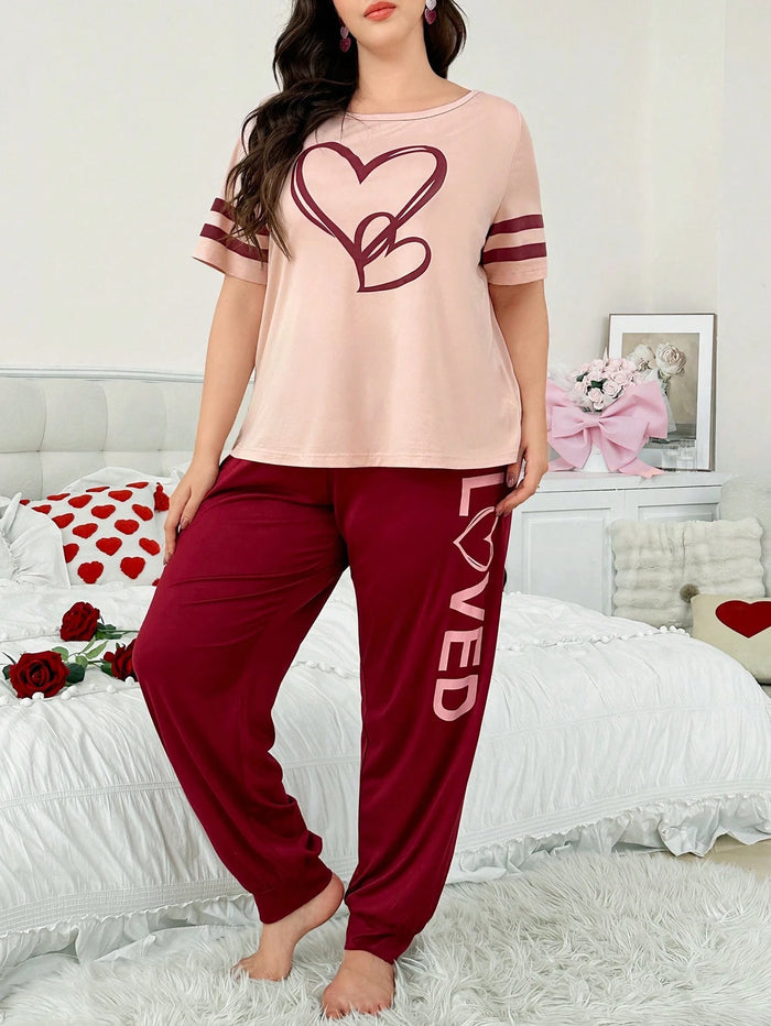 Two Heart Printed Night Suit