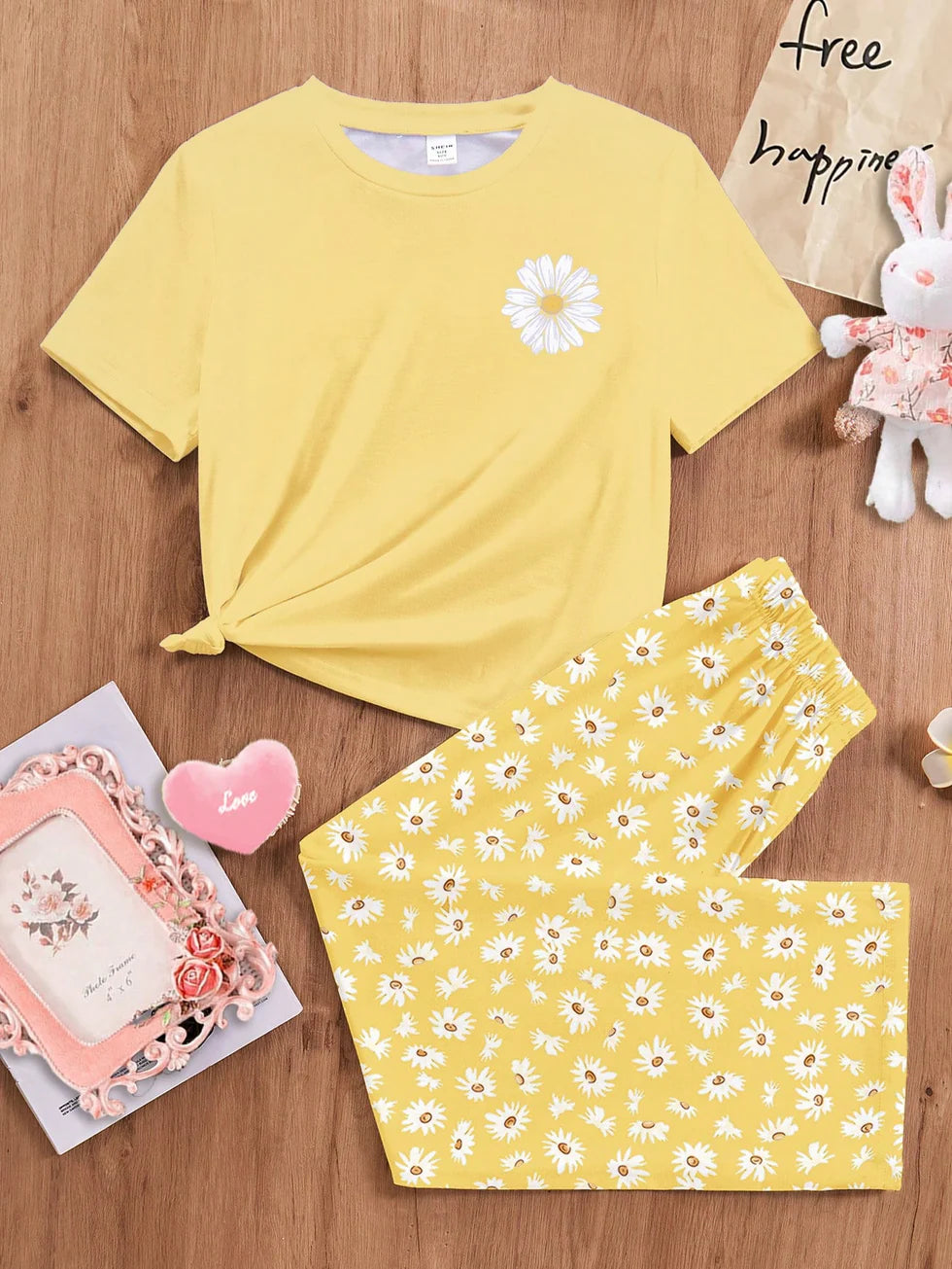 Sunflower Printed Half Sleeve Night Suit Kids