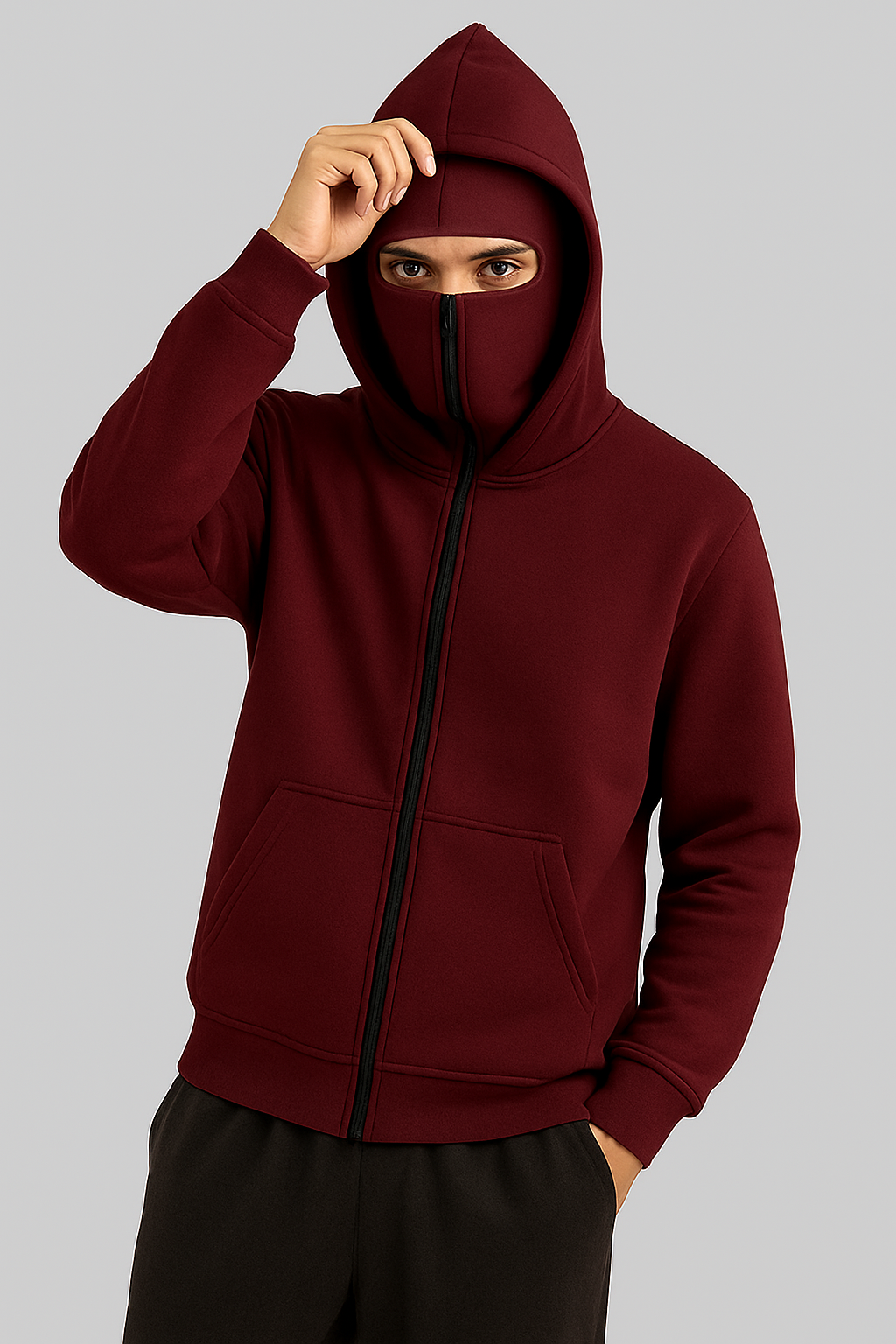Maroon Ninja Zipper Hoodie Jacket