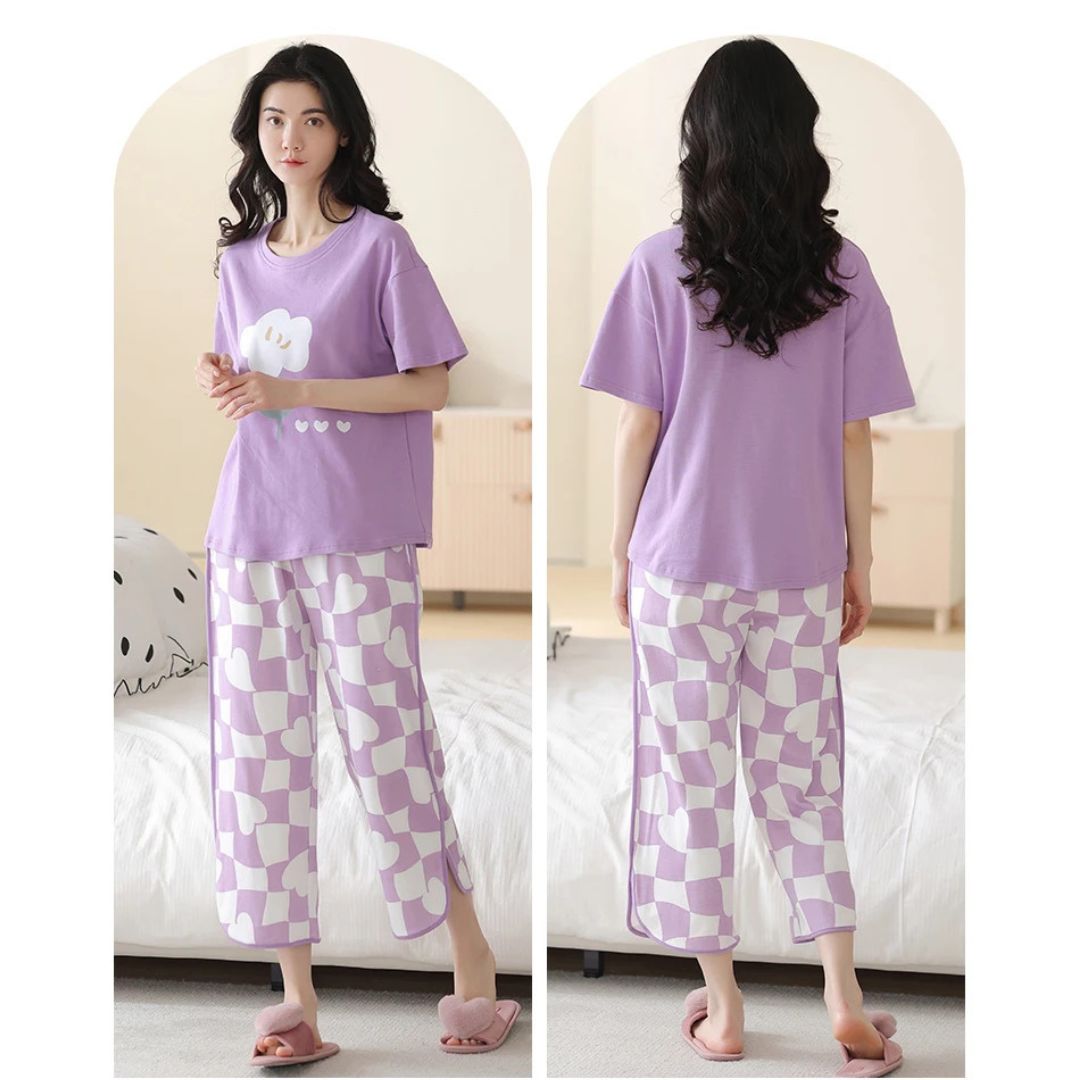 Purple Flower PJs Set