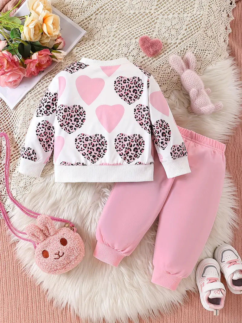 Kids leopard heart pattern Winter Suit