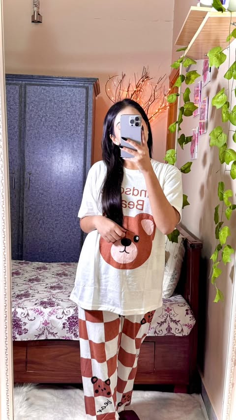 Handsome Bear Printed  PJs SET