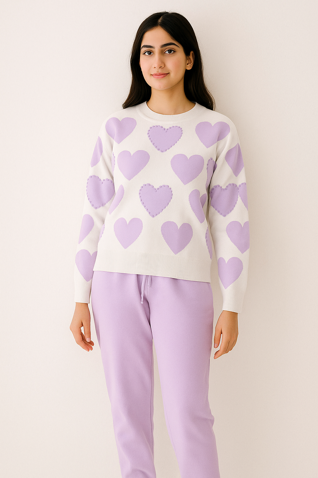 Soft Purple Hearts Pullover