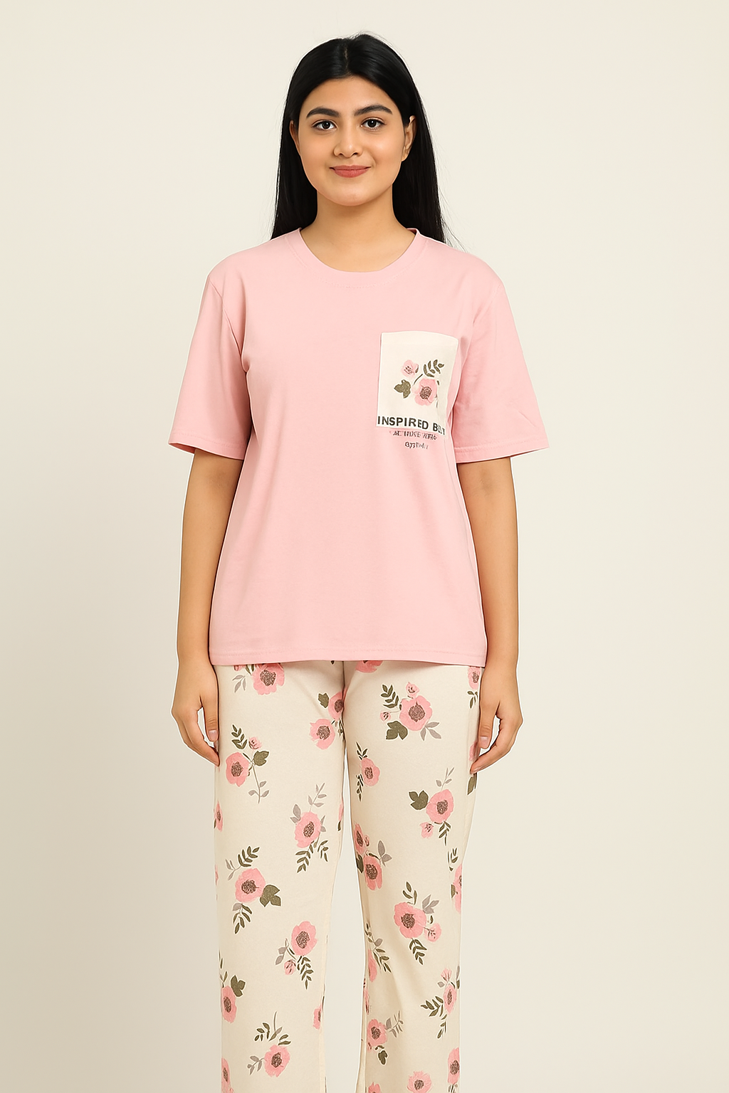Pink Sun Flower PJs Set