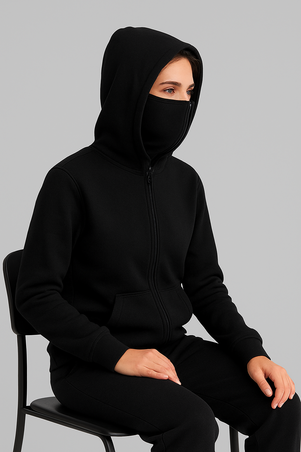 Balaclava Ninja Zipper Hoodie Jacket For Women