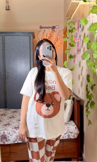 Handsome Bear Printed  PJs SET