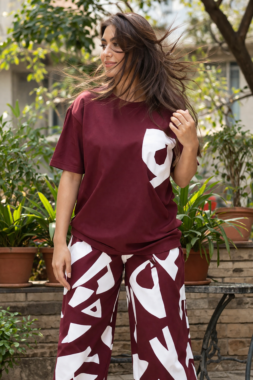 Dries Van Noten White & Maroon