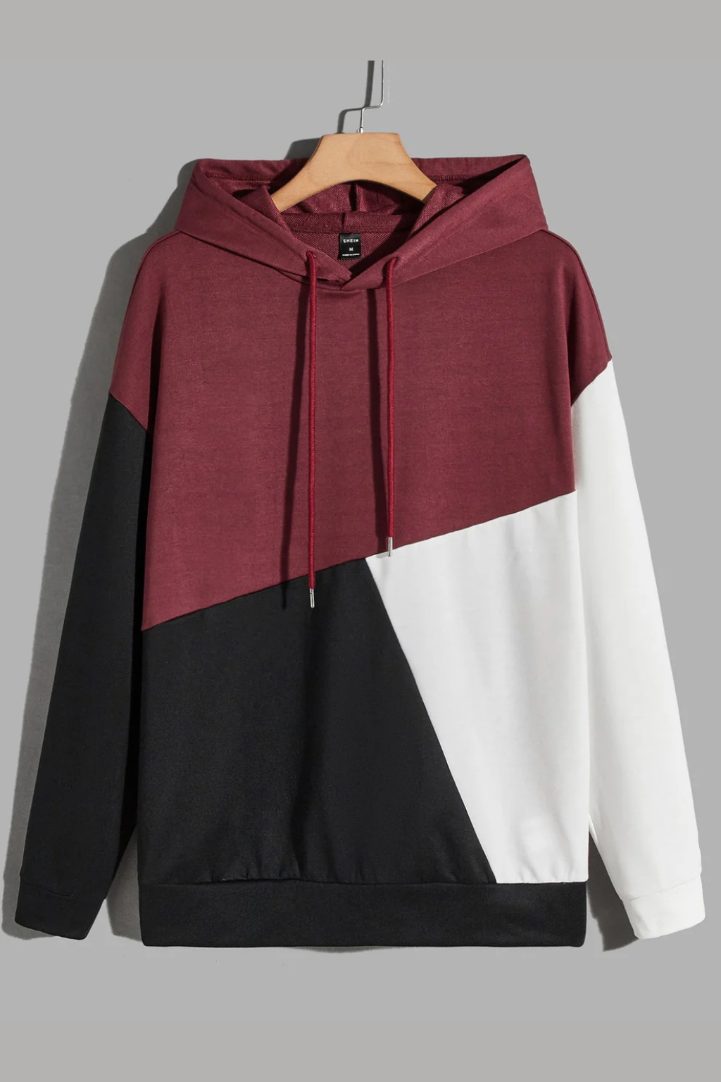 Maroon Black & White Cut & Sew Hoodie Women