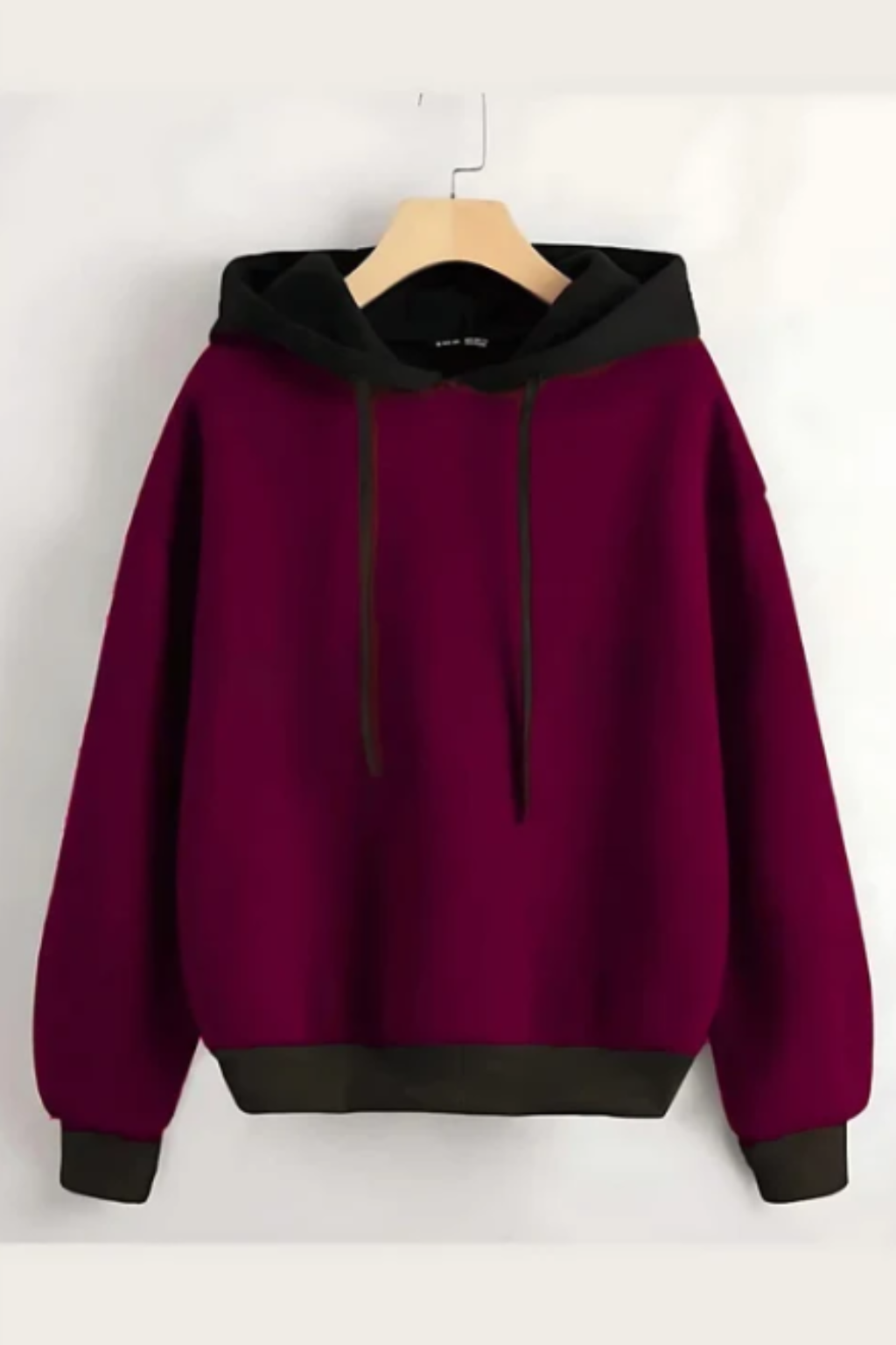 Maroon With Black Basic Kangaroo Hoodie