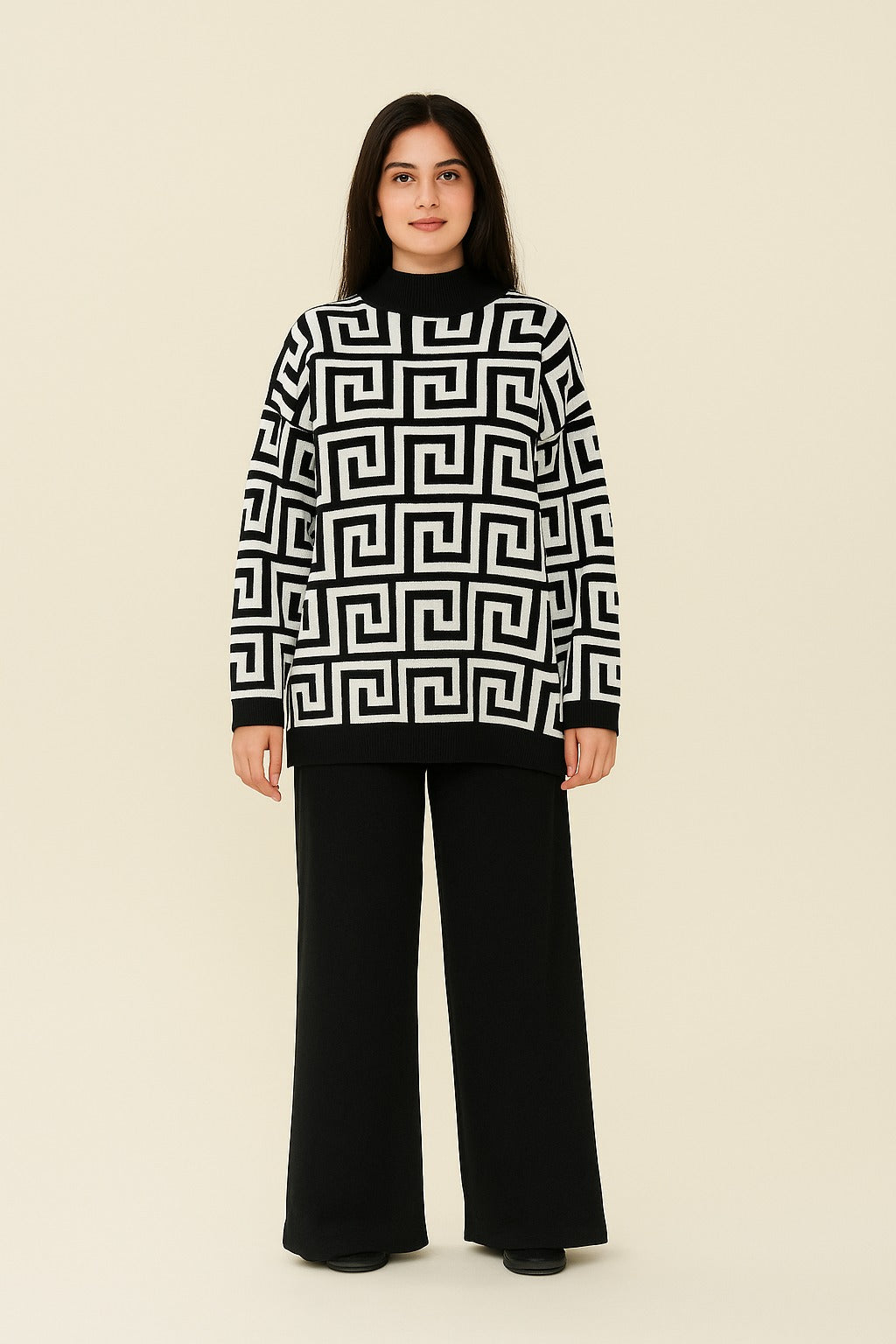 Black & White Geometric Knit  CO ORDS