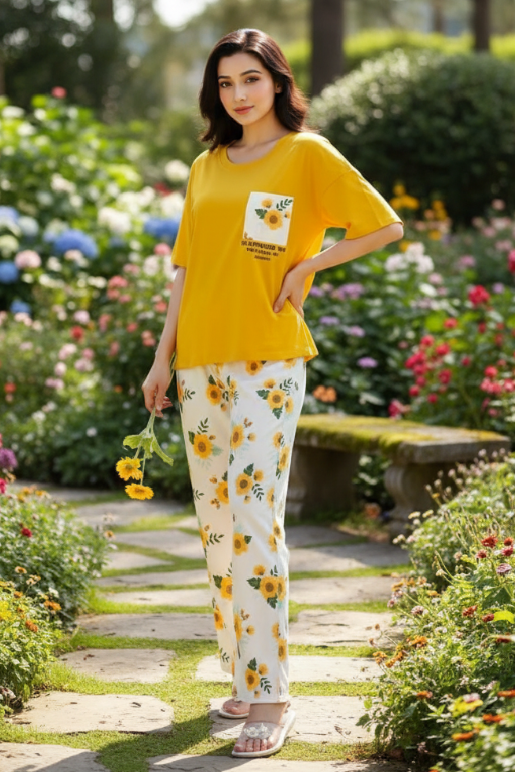 Yellow Sun Flower PJs SET