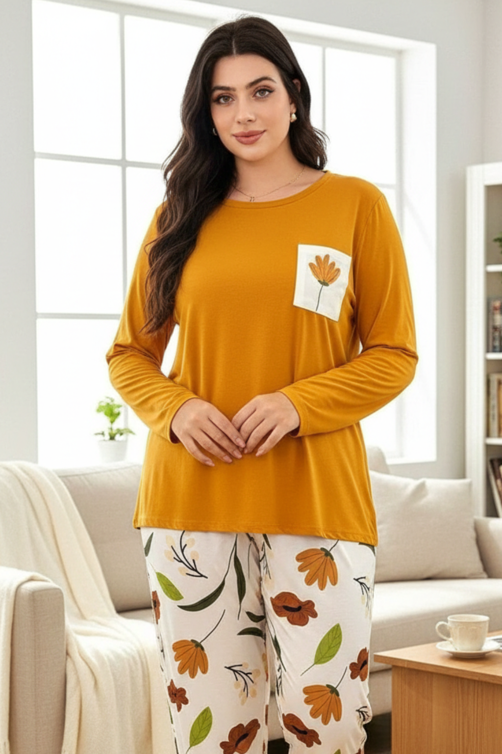 Yellow Long Leafe PJs Set