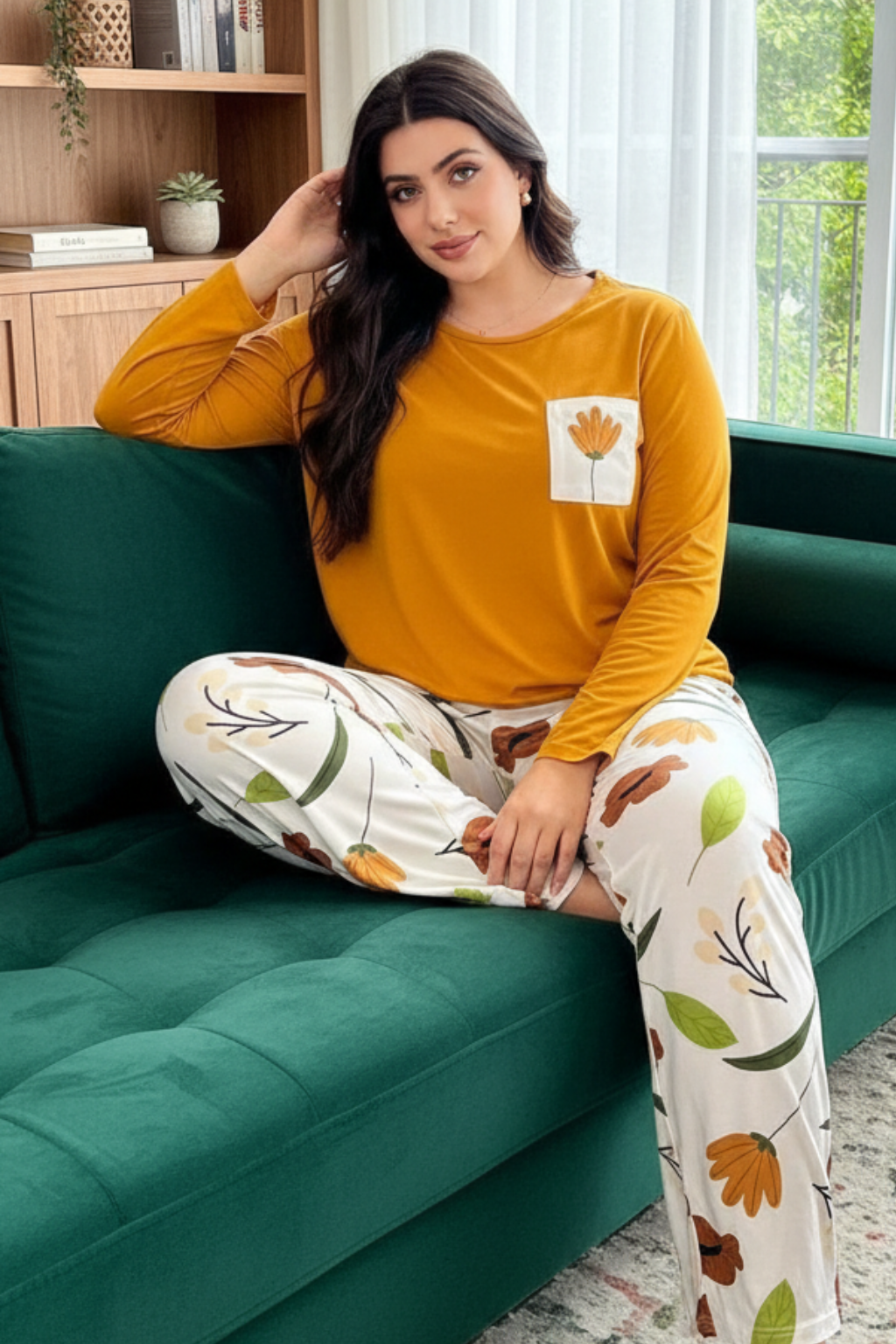 Yellow Long Leafe PJs Set