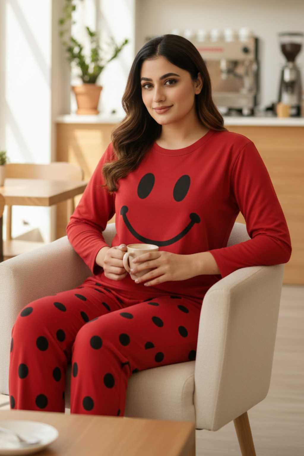 Red Smiley Night Suit