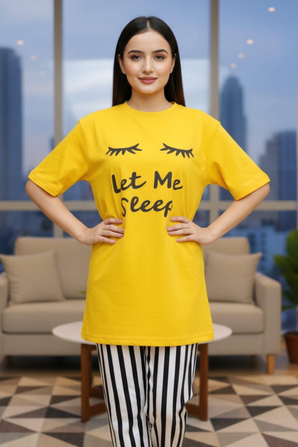 Yellow Let Me Sleep PJs Set