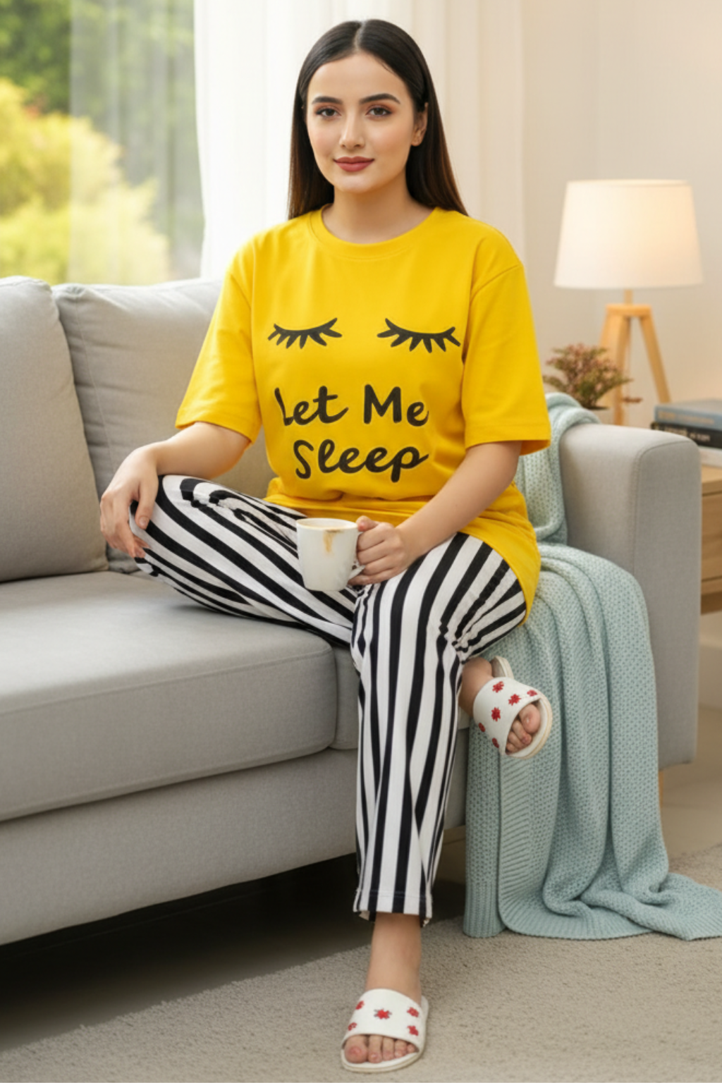 Yellow Let Me Sleep PJs Set