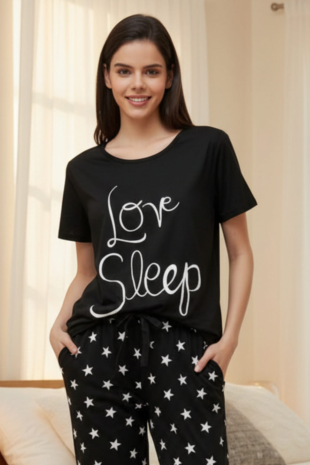 Love Sleep Black PJs Set