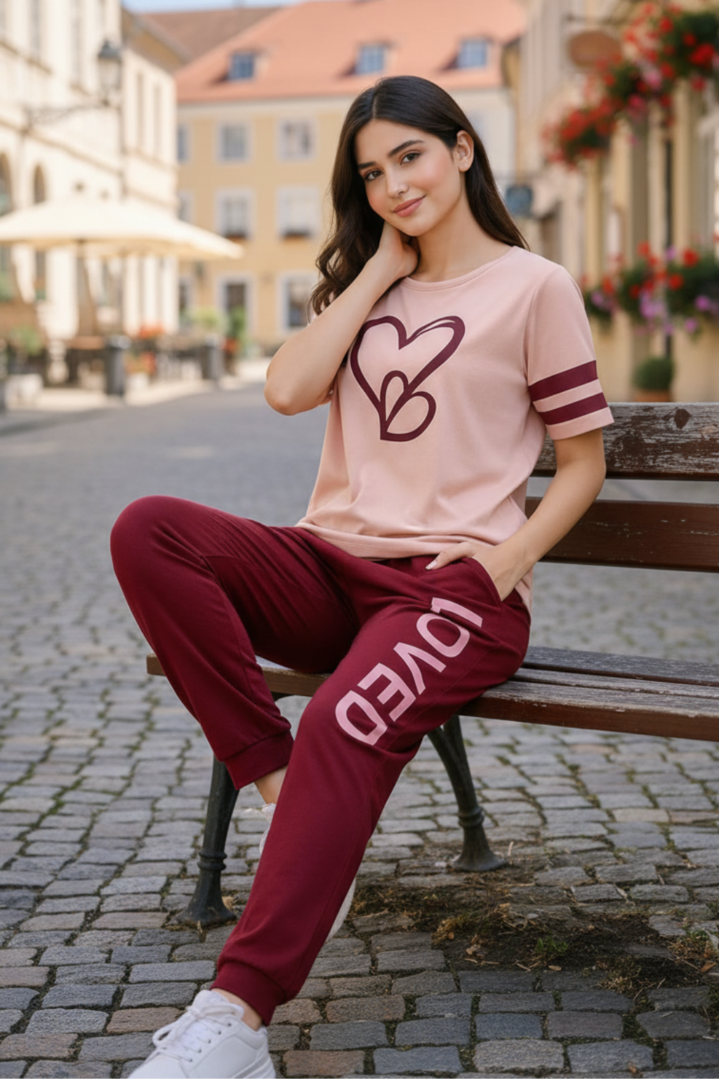 Two Heart Printed PJs Set