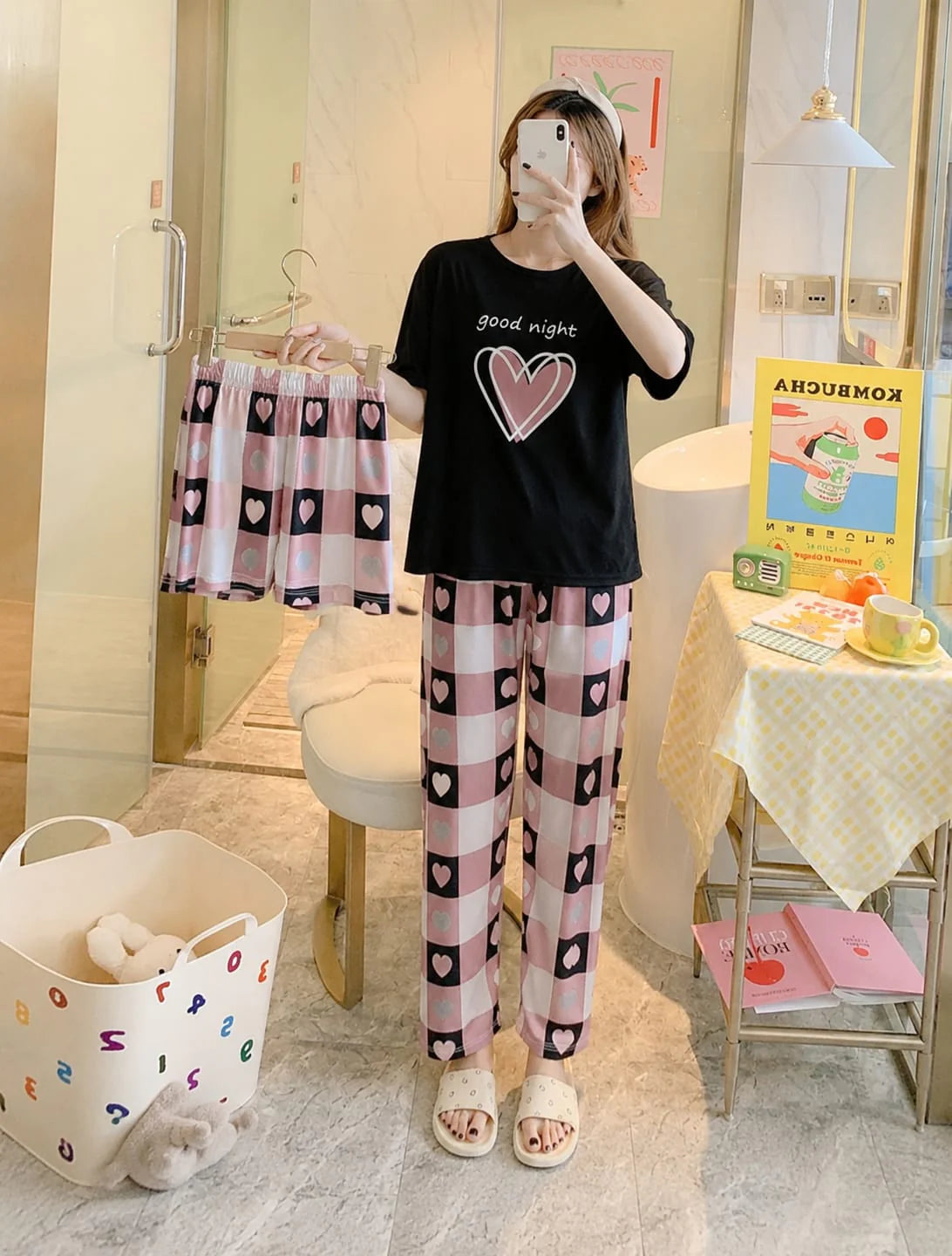 3 Piece Black Night Nightwear
